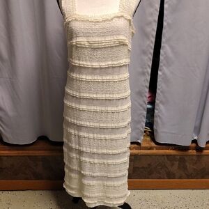 Peruvian Connection Ivory Layered Midi Dress